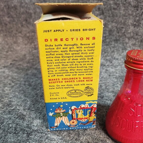 Vintage ESQUIRE SCUFF-KOTE & Patent LEATHER Dye Shoe Polish Bottles & Boxes - Picture 10 of 11